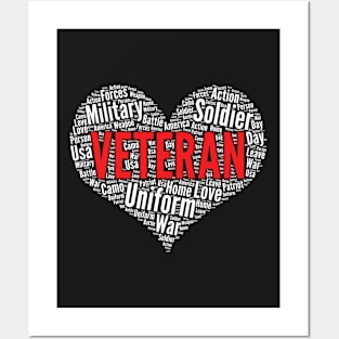 Veteran Heart Shape Word Cloud Design design Posters and Art